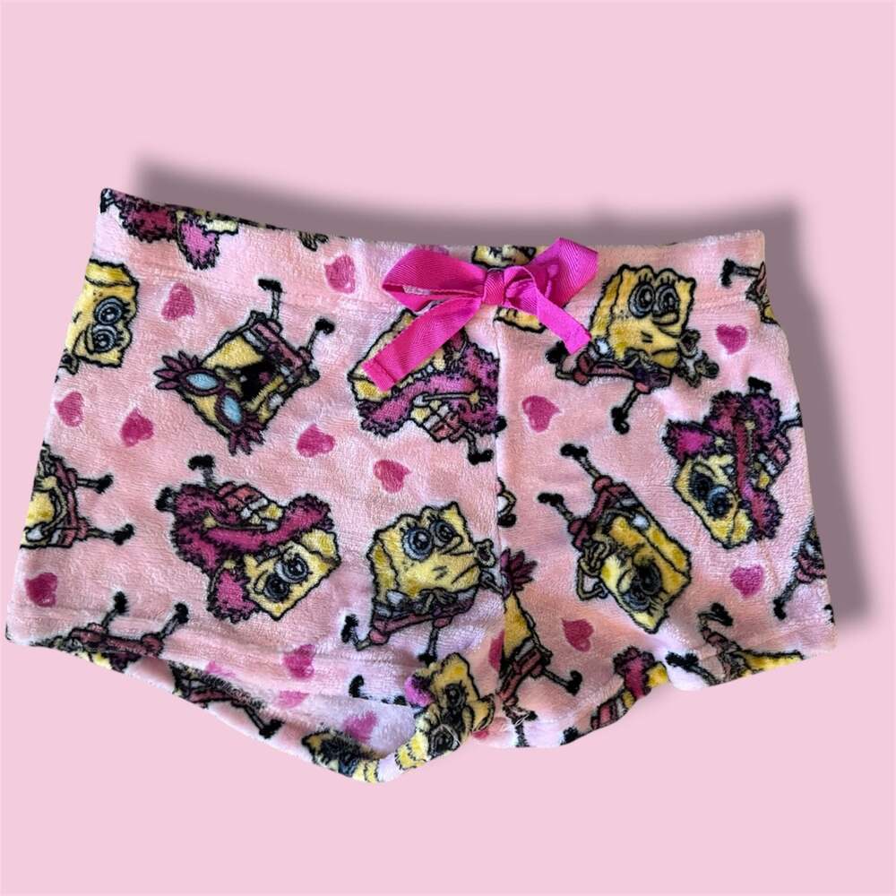 SpongeBob SquarePants Pink Fleece Pajama Shorts Size XL